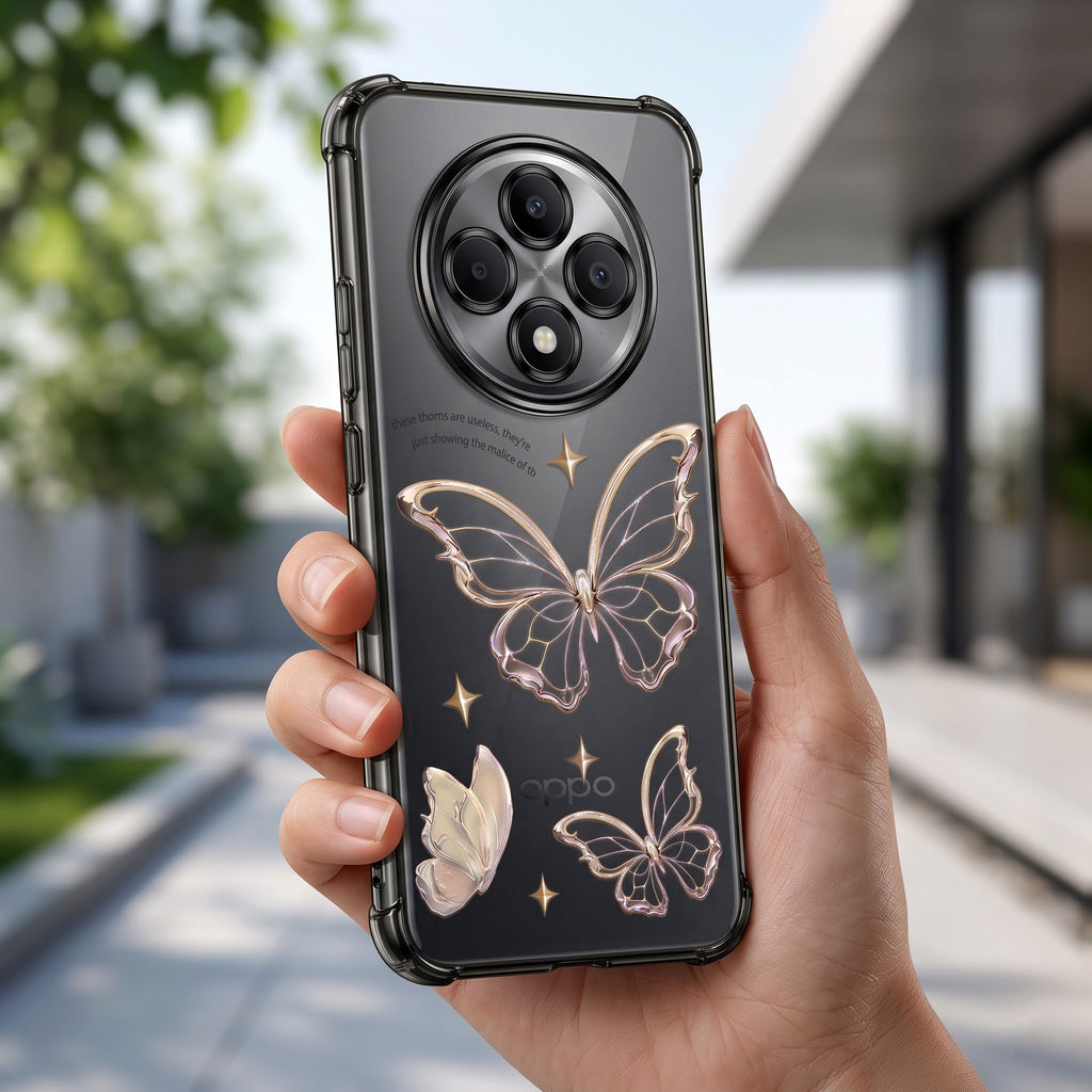 Oppo Reno 12F 5G Transparent Butterfly Anti-Yellow Airbag Cover
