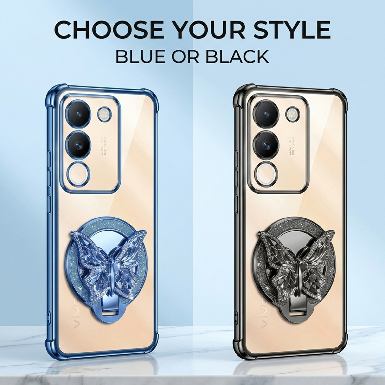 Vivo Y200 5G Premium Butterfly Stand Airbags Case