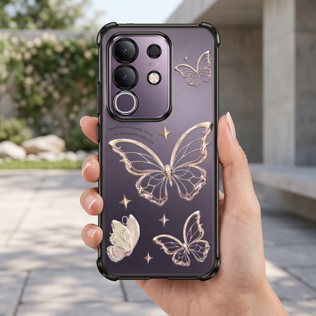 Vivo T4X 5G Transparent Butterfly Anti-Yellow Airbag Cover
