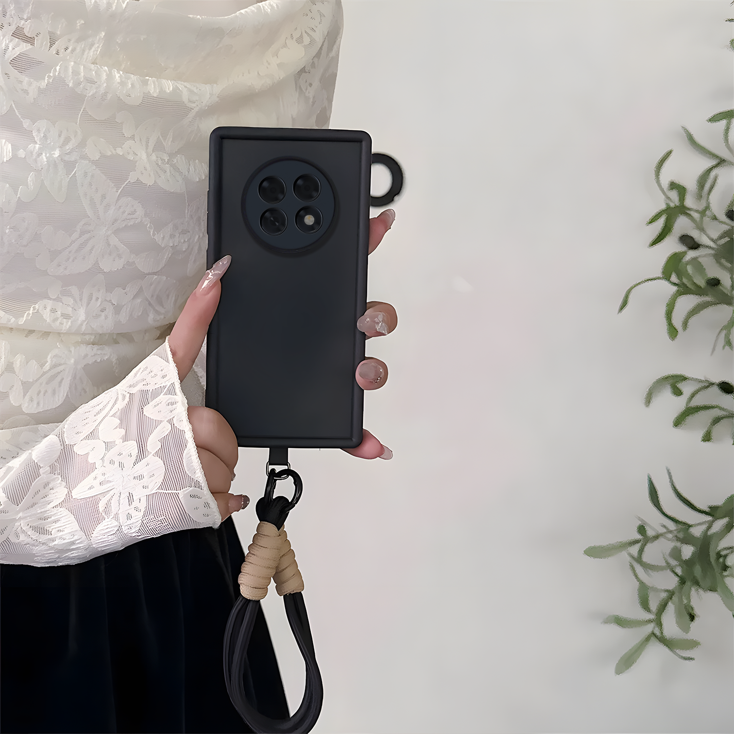 Oppo F31 Pro+ 5G Luxury Silicone Matte Case with Wrist Strap