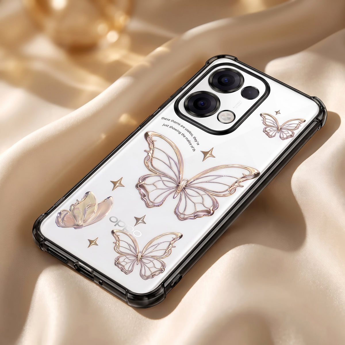 Oppo Reno 13 5G Transparent Butterfly Anti-Yellow Airbag Cover