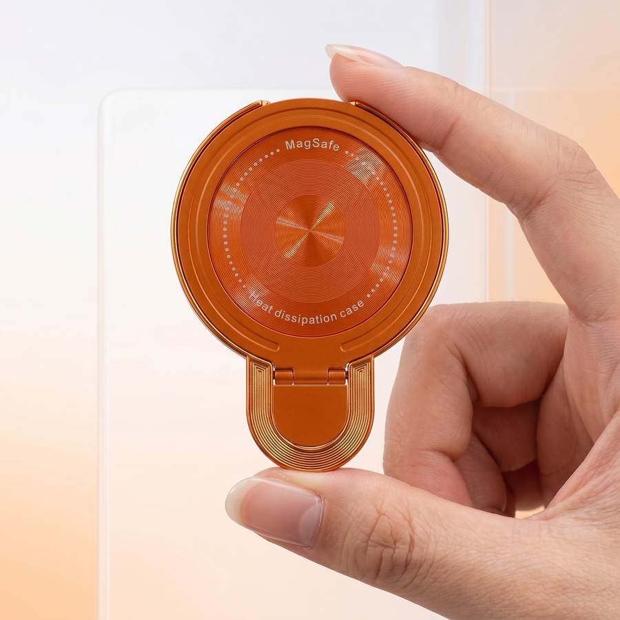 Vivo V50 5G Invincible Bracket Ring Stand Shimmer Airbag Cosmic Orange Case