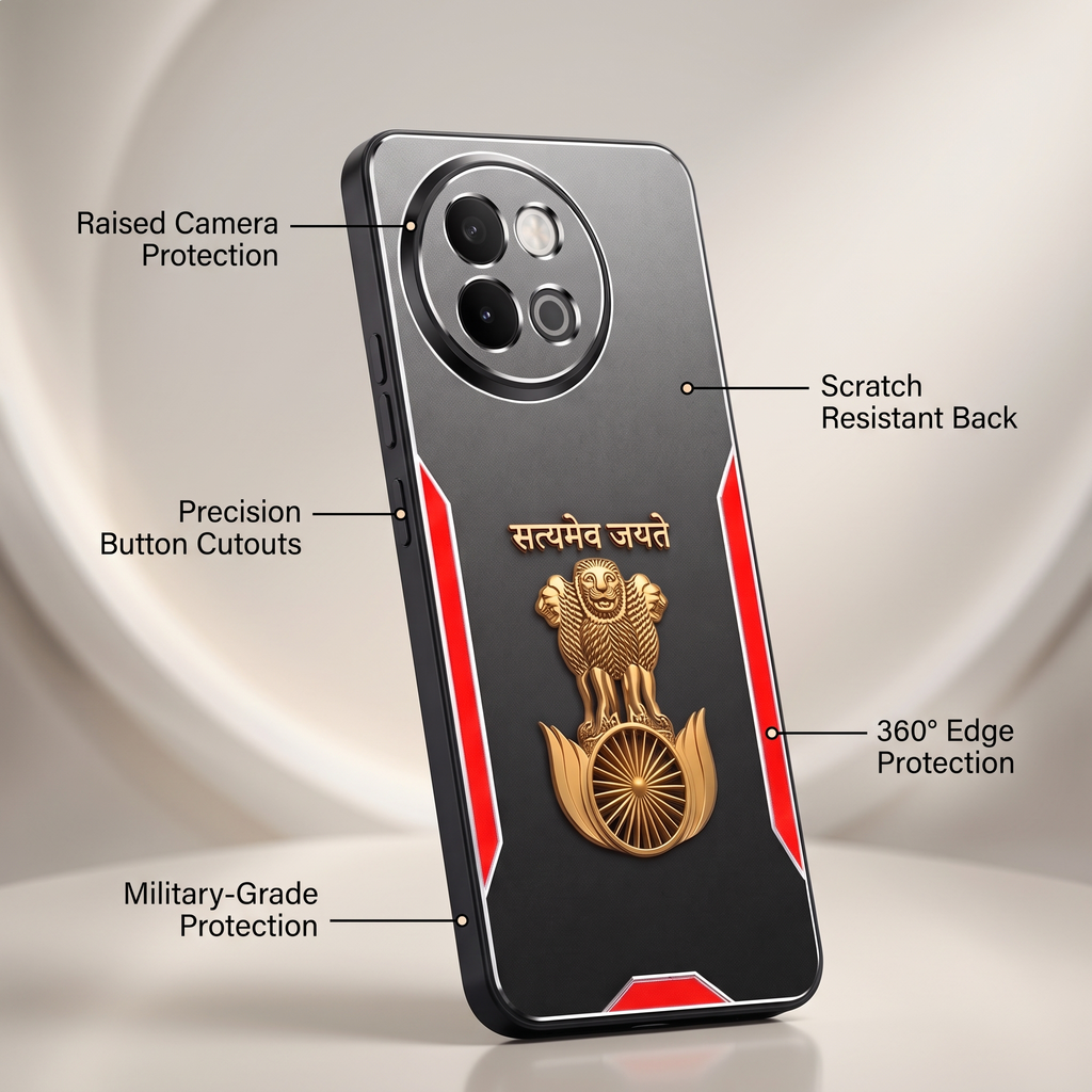 Vivo Y58 5G Satyamev Jayate 3D Metal Aluminium Back Case