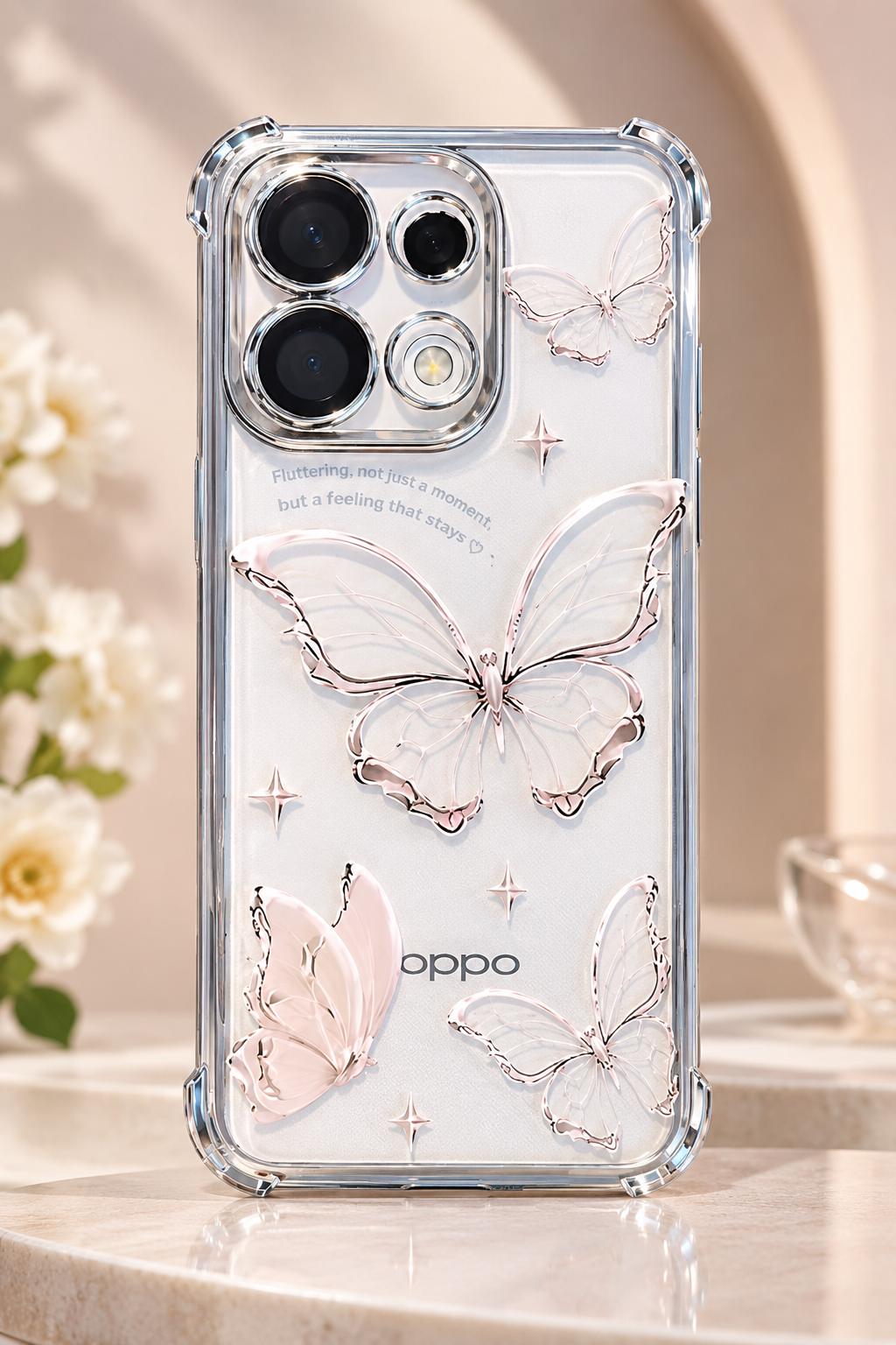 Oppo Reno 16 5G Transparent Butterfly Anti-Yellow Airbag Cover