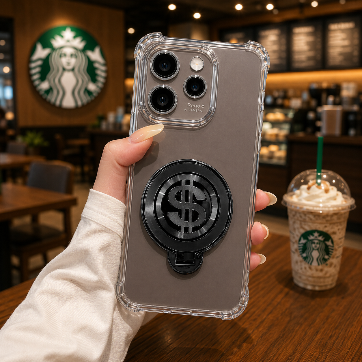 Oppo Reno 15 Pro Mini 5G Four Corner Airbags 100% Original Astro Money Magnet Rotating Dollar Case