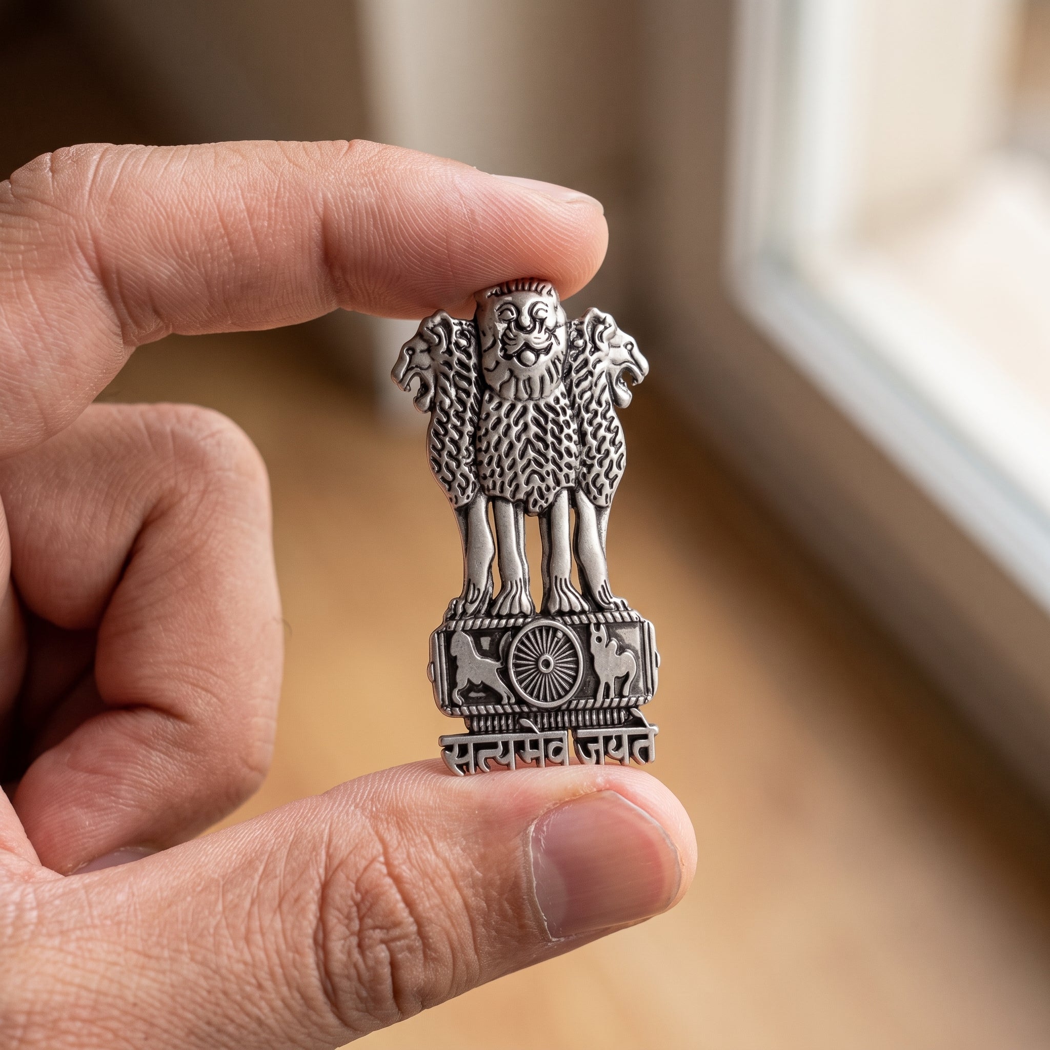 Realme 14T 5G Compatible Satyamev Jayate 3D Metal Emblem Sticker