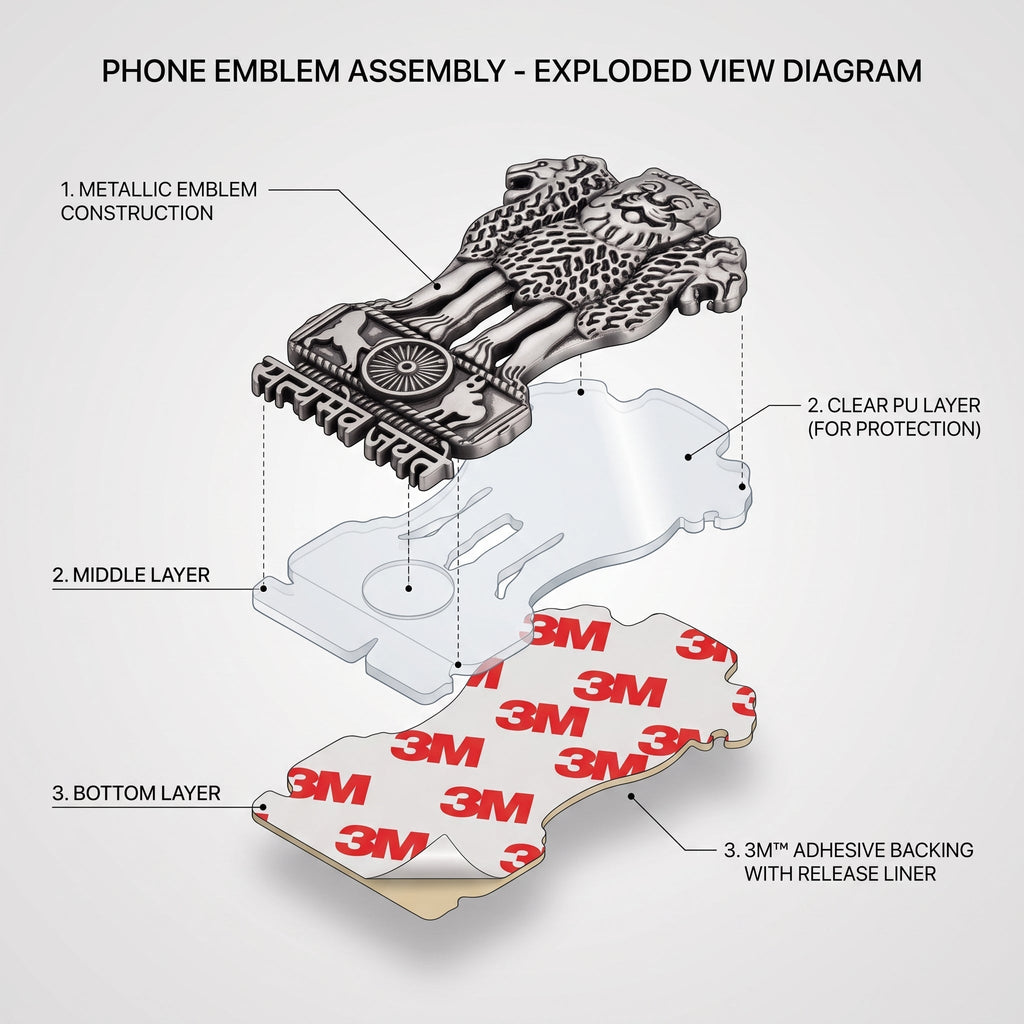 Vivo T5X 5G Compatible Satyamev Jayate 3D Metal Emblem Sticker