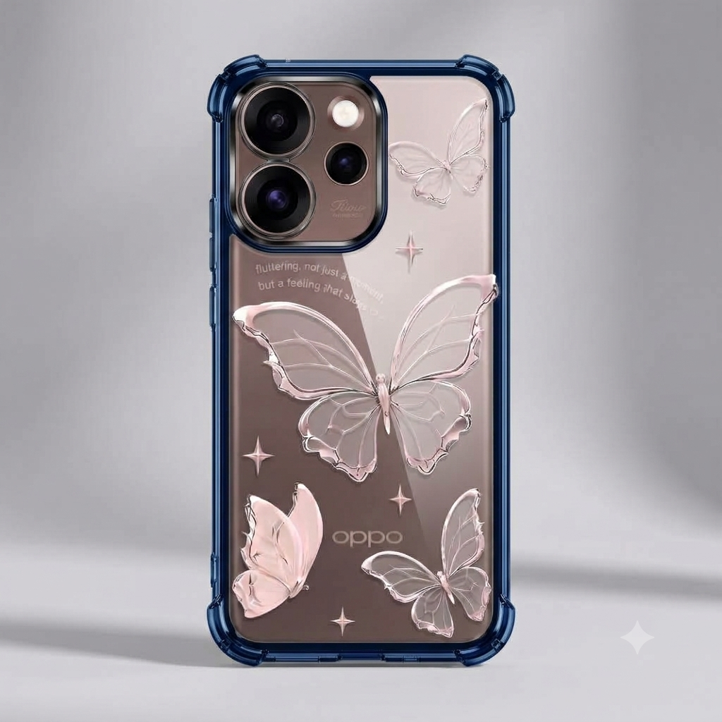 Oppo Reno 15 Pro Mini 5G Transparent Butterfly Anti-Yellow Airbag Cover
