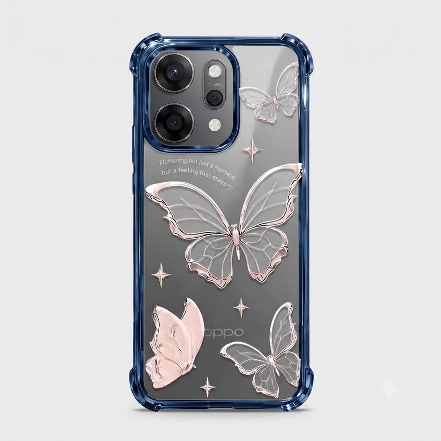 Oppo Reno 14 Pro 5G Transparent Butterfly Anti-Yellow Airbag Cover