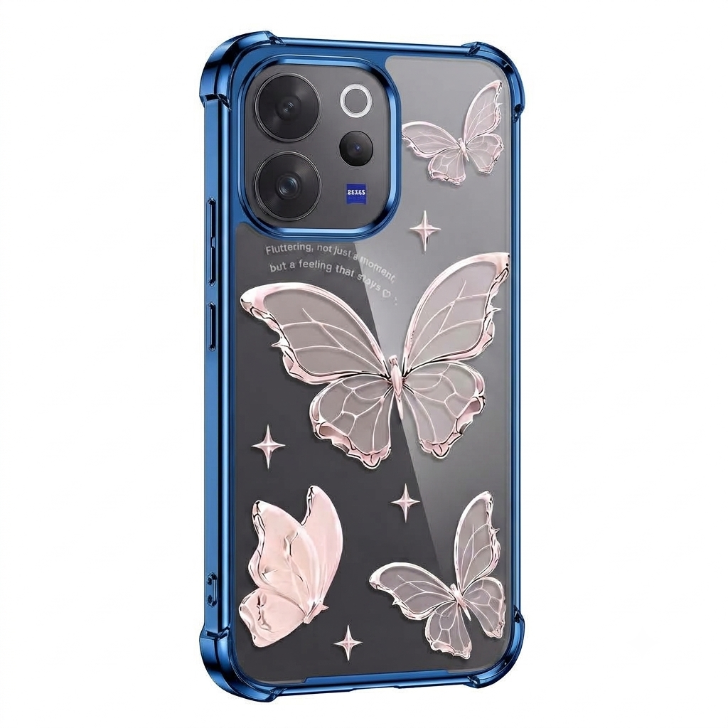 Vivo V70 5G Transparent Butterfly Anti-Yellow Airbag Cover