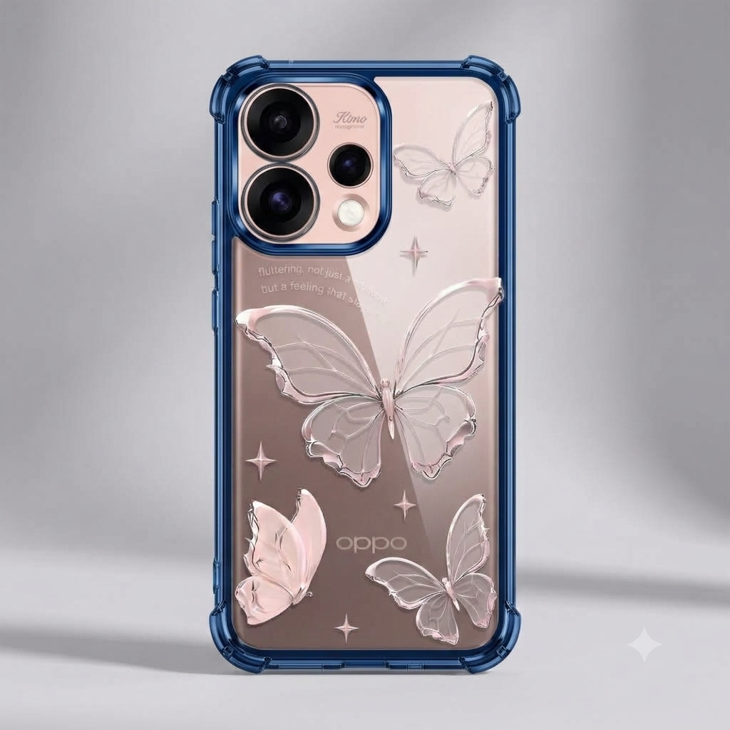 Oppo Reno 15 5G Transparent Butterfly Anti-Yellow Airbag Cover