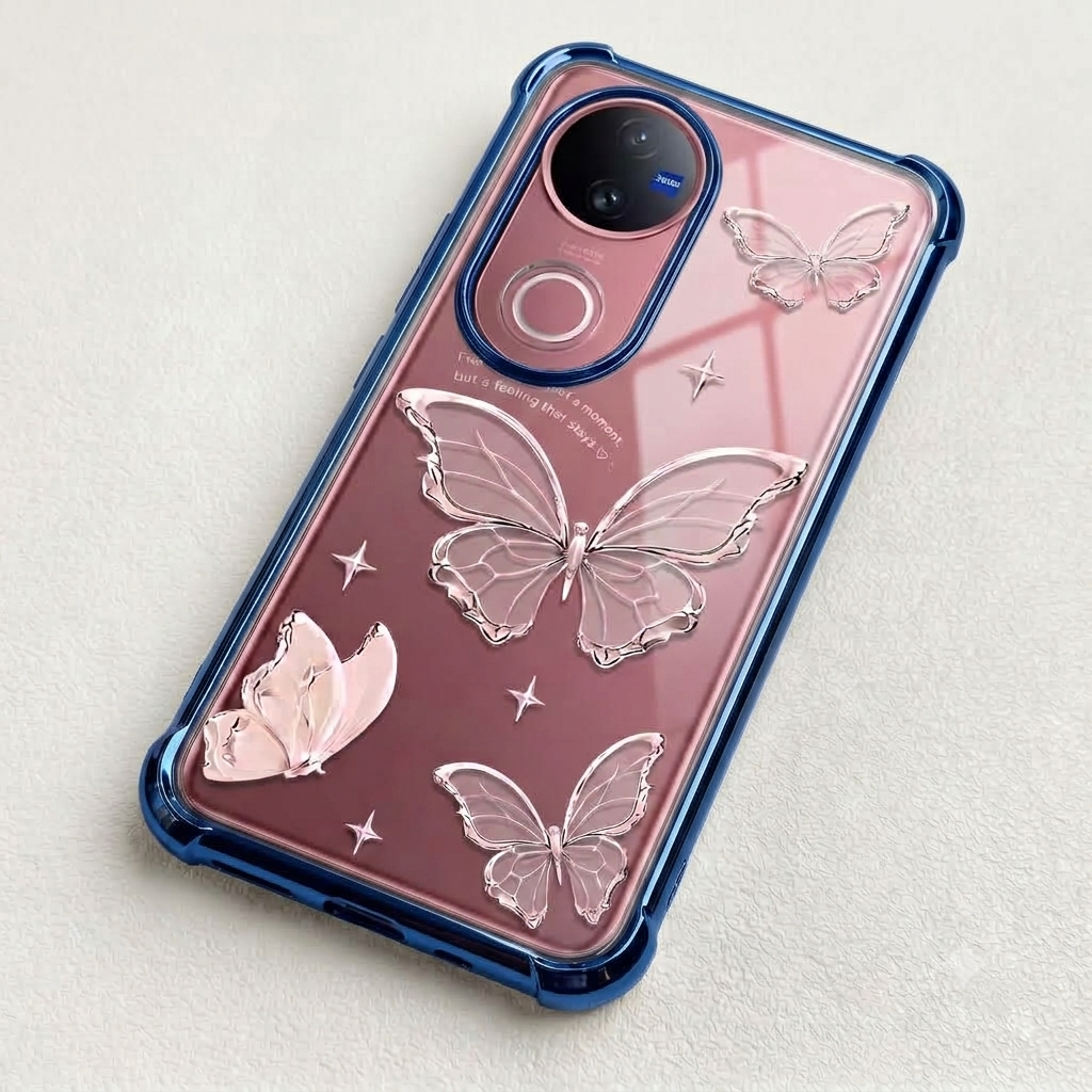 Vivo V50 5G Transparent Butterfly Anti-Yellow Airbag Cover