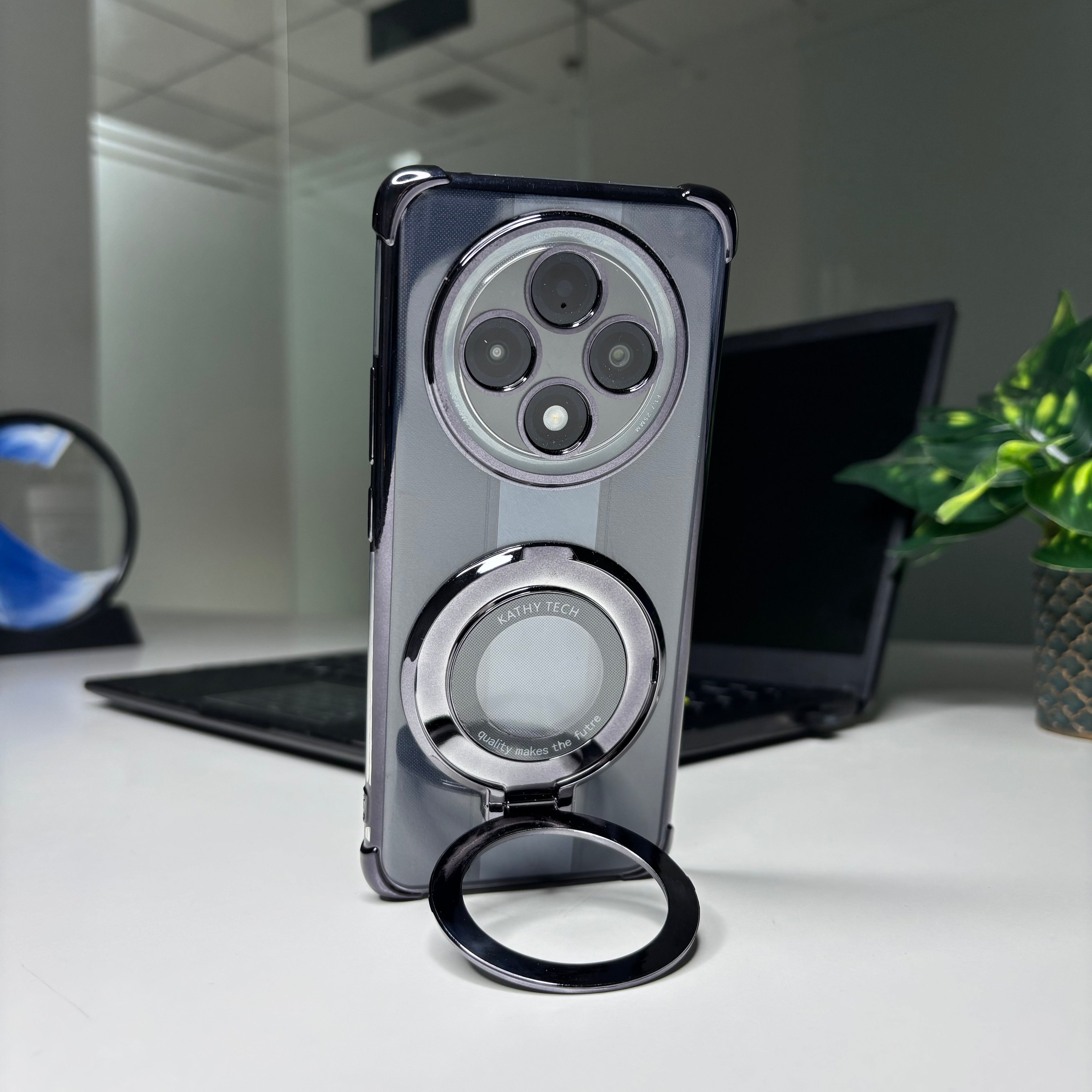 Oppo F27 Pro+ 5G Original Luxury Magnifier Ring Stand Shockproof Airbags Corner Case
