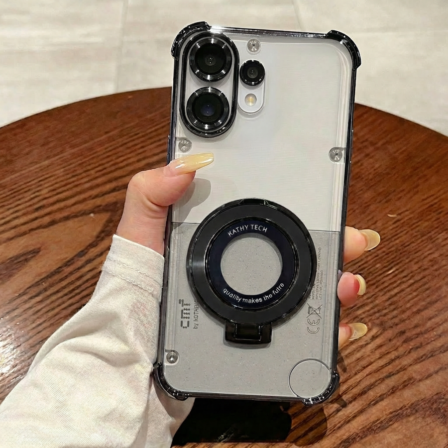Nothing Phone 2 Pro 5G Original Luxury Magnifier Ring Stand Shockproof Airbags Corner Case