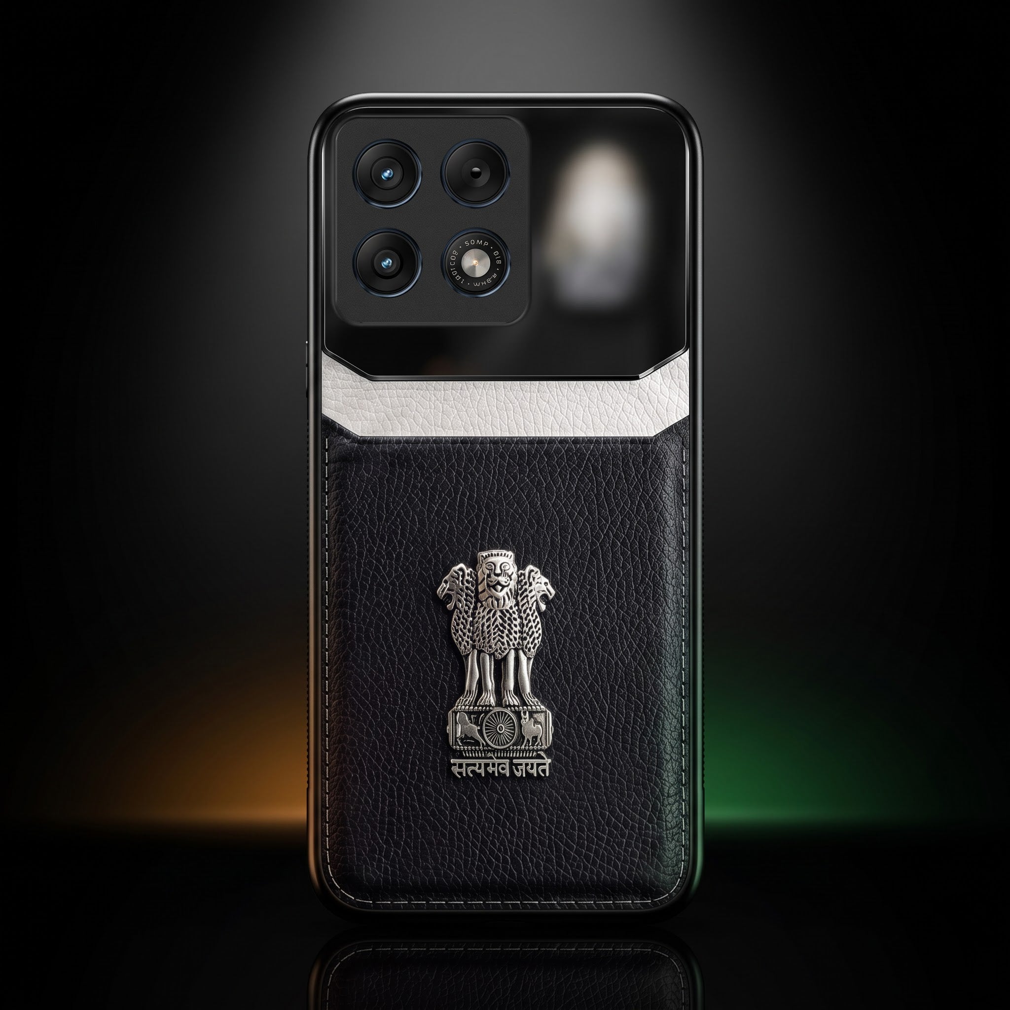 Motorola Edge 70 Pro 5G Satyamev Jayate 3D Metal Leather Back Case