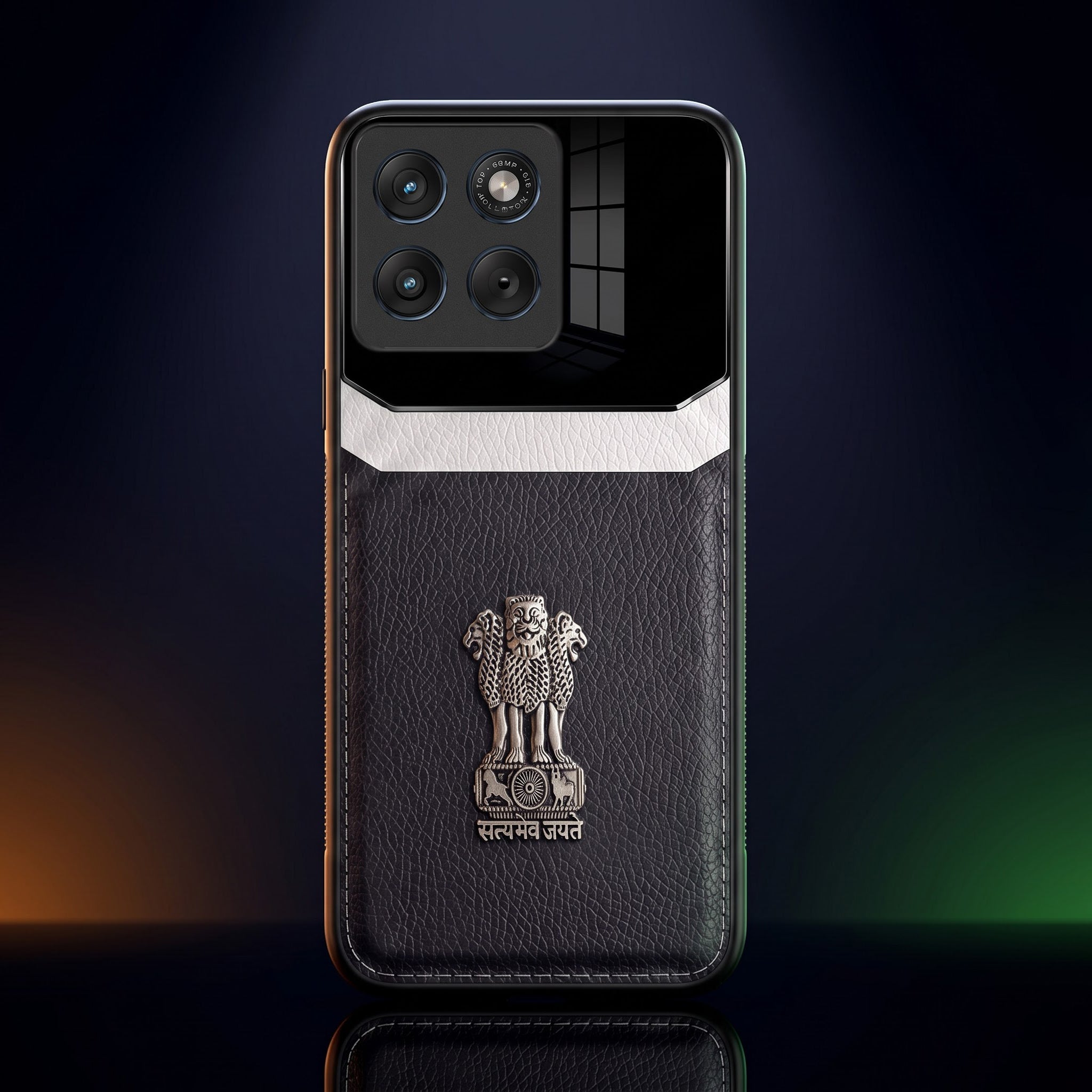Motorola Edge 70 Fusion 5G Satyamev Jayate 3D Metal Leather Back Case