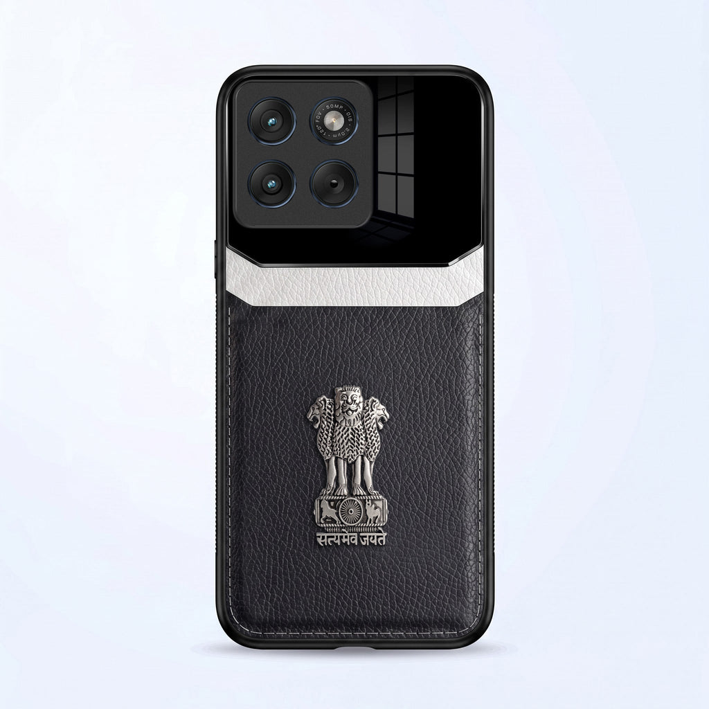 Motorola Edge 70 5G Satyamev Jayate 3D Metal Leather Back Case