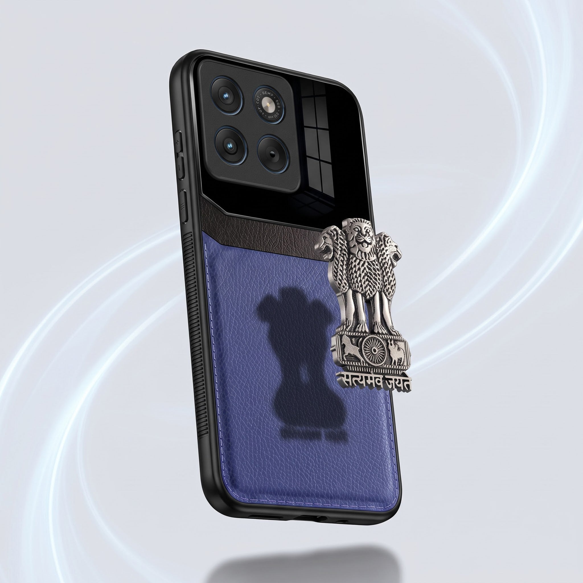 Motorola Edge 70 Fusion 5G Satyamev Jayate 3D Metal Leather Back Case