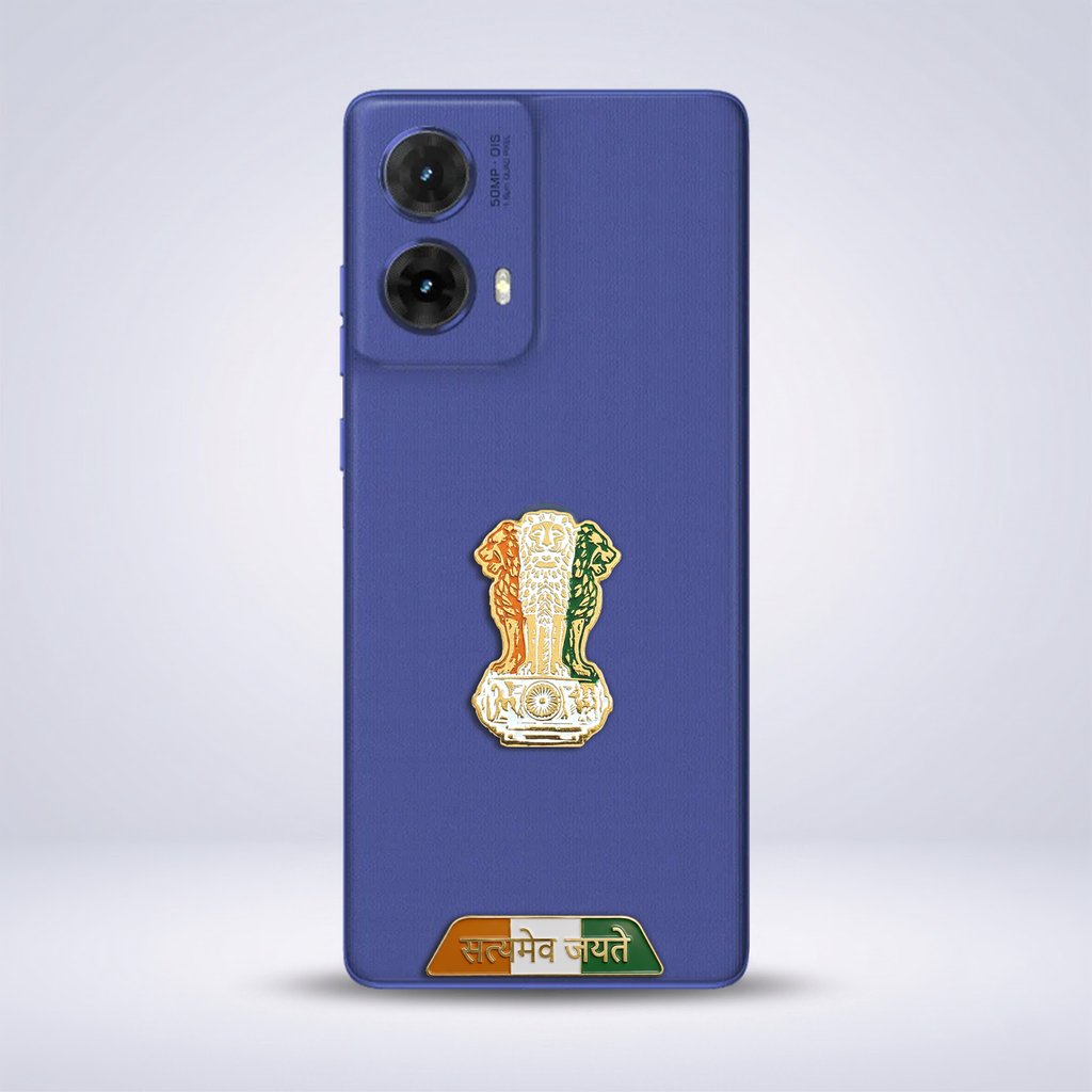 Motorola G85 5G Compatible Satyamev Jayate 3D Metal Emblem Sticker