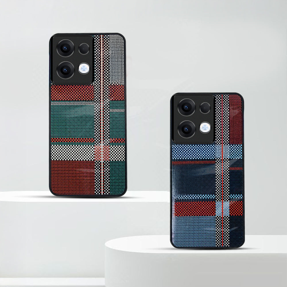 Oppo Reno 13 Luxury Grid Pattern Glass Back Shockproof Case