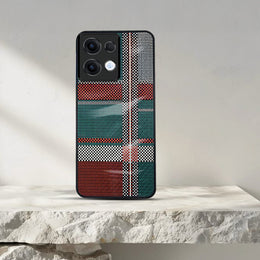 Oppo Reno 13 Luxury Grid Pattern Glass Back Shockproof Case