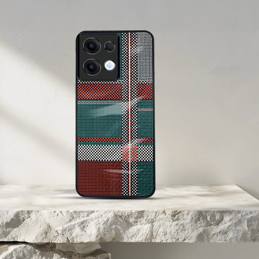Oppo Reno 13 Luxury Grid Pattern Glass Back Shockproof Case