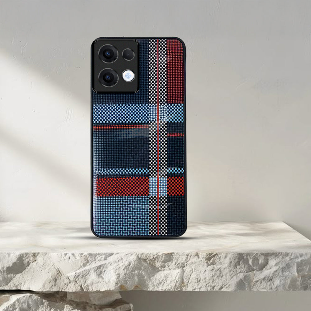 Oppo Reno 13 Luxury Grid Pattern Glass Back Shockproof Case