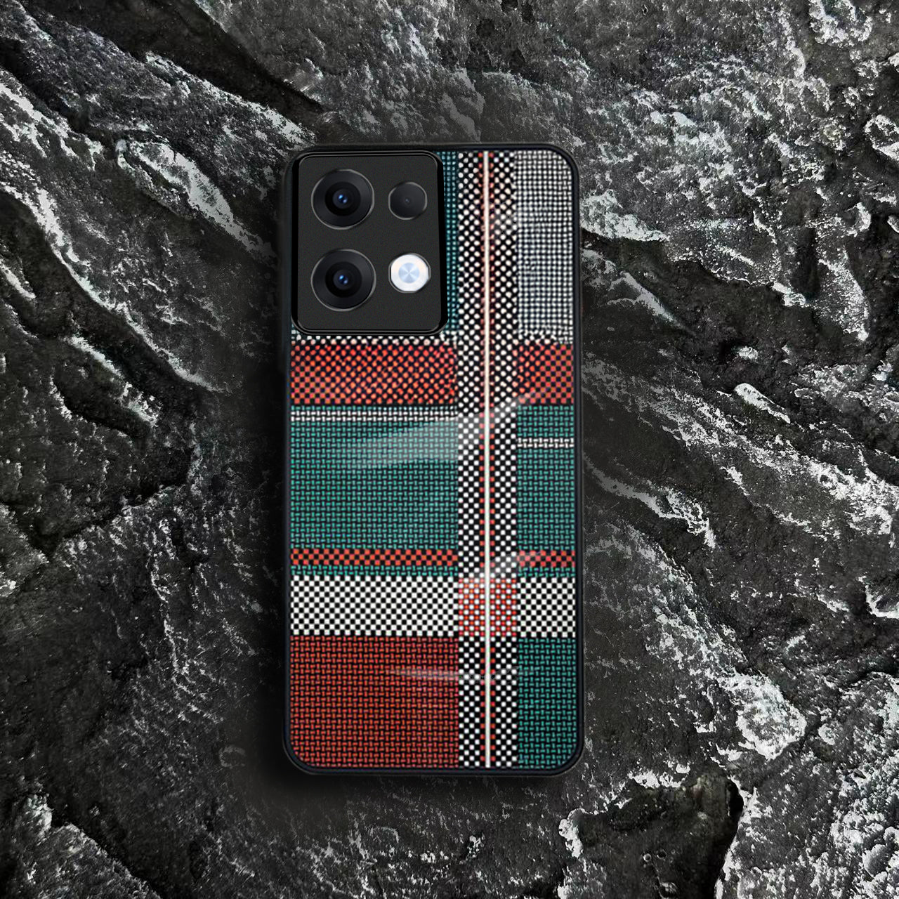 Oppo Reno 13 Luxury Grid Pattern Glass Back Shockproof Case