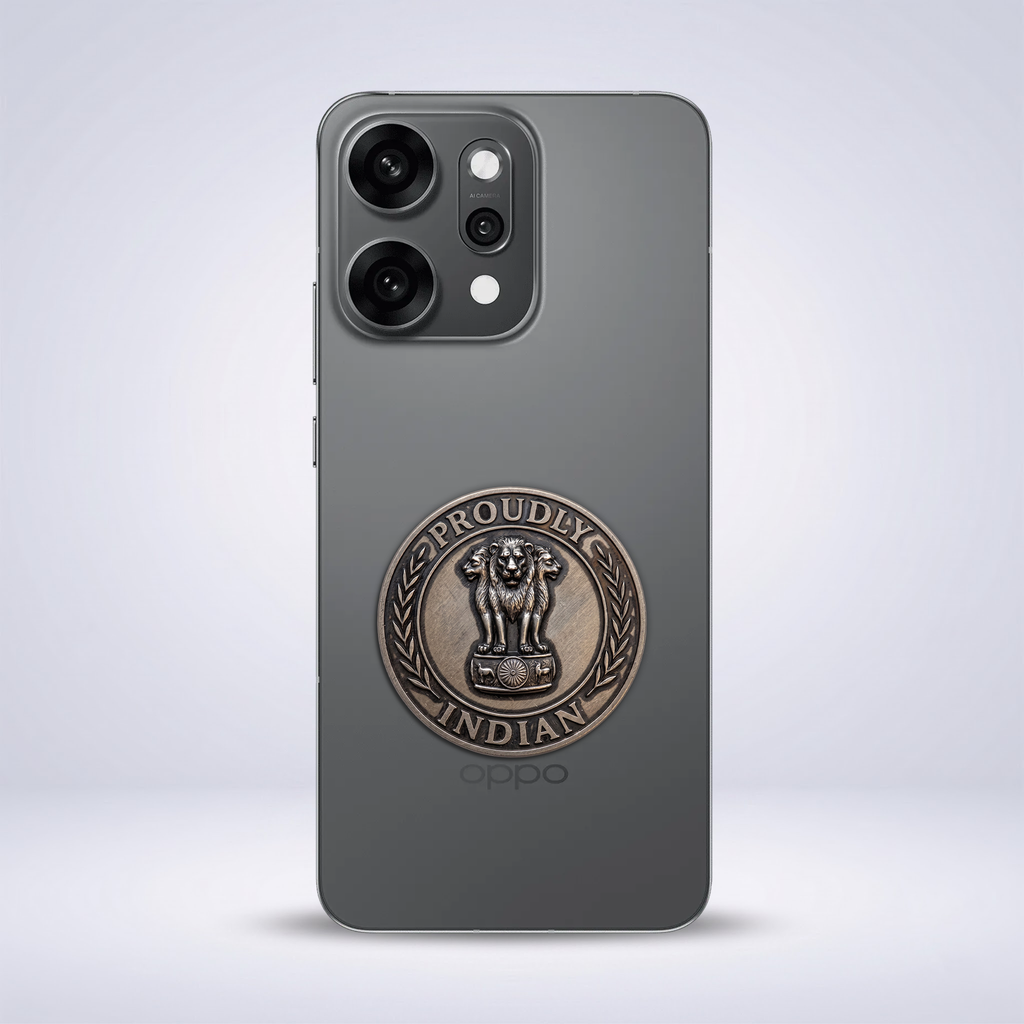 OPPO Reno 14 Pro 5G Compatible Satyamev Jayate 3D Metal Emblem Sticker