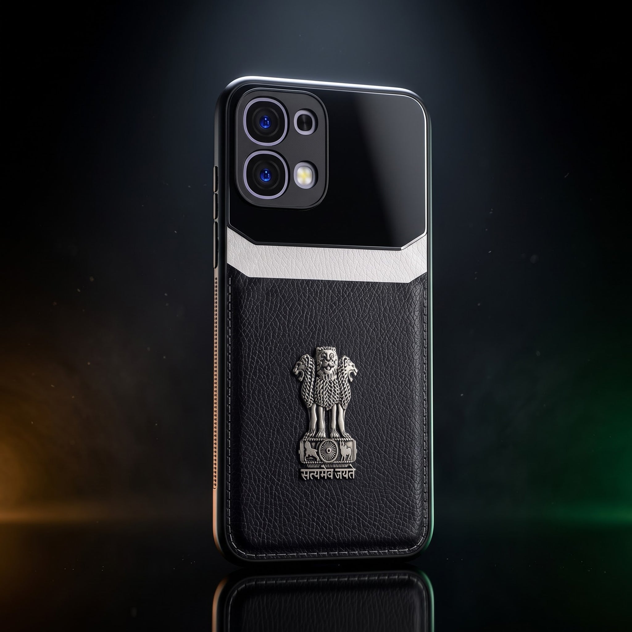 Oppo F31 5G Satyamev Jayate 3D Metal Leather Back Case