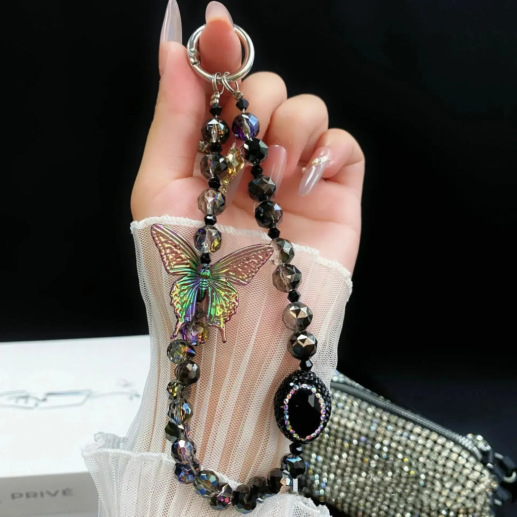 Oppo F31 Pro 5G Shockproof Shimmer Butterfly Stand Case with Charm Strap