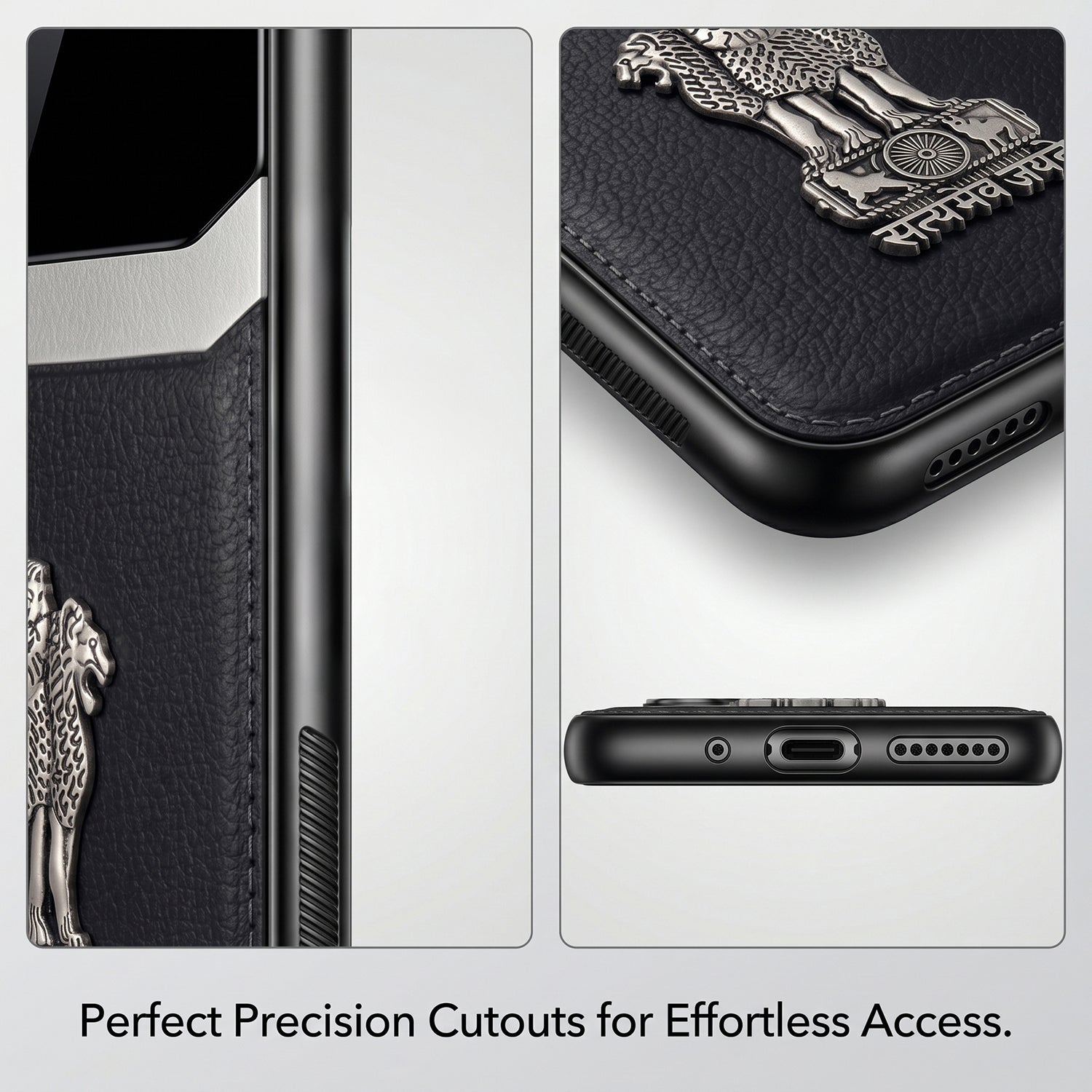 Oppo Reno 13 Pro 5G Satyamev Jayate 3D Metal Leather Back Case