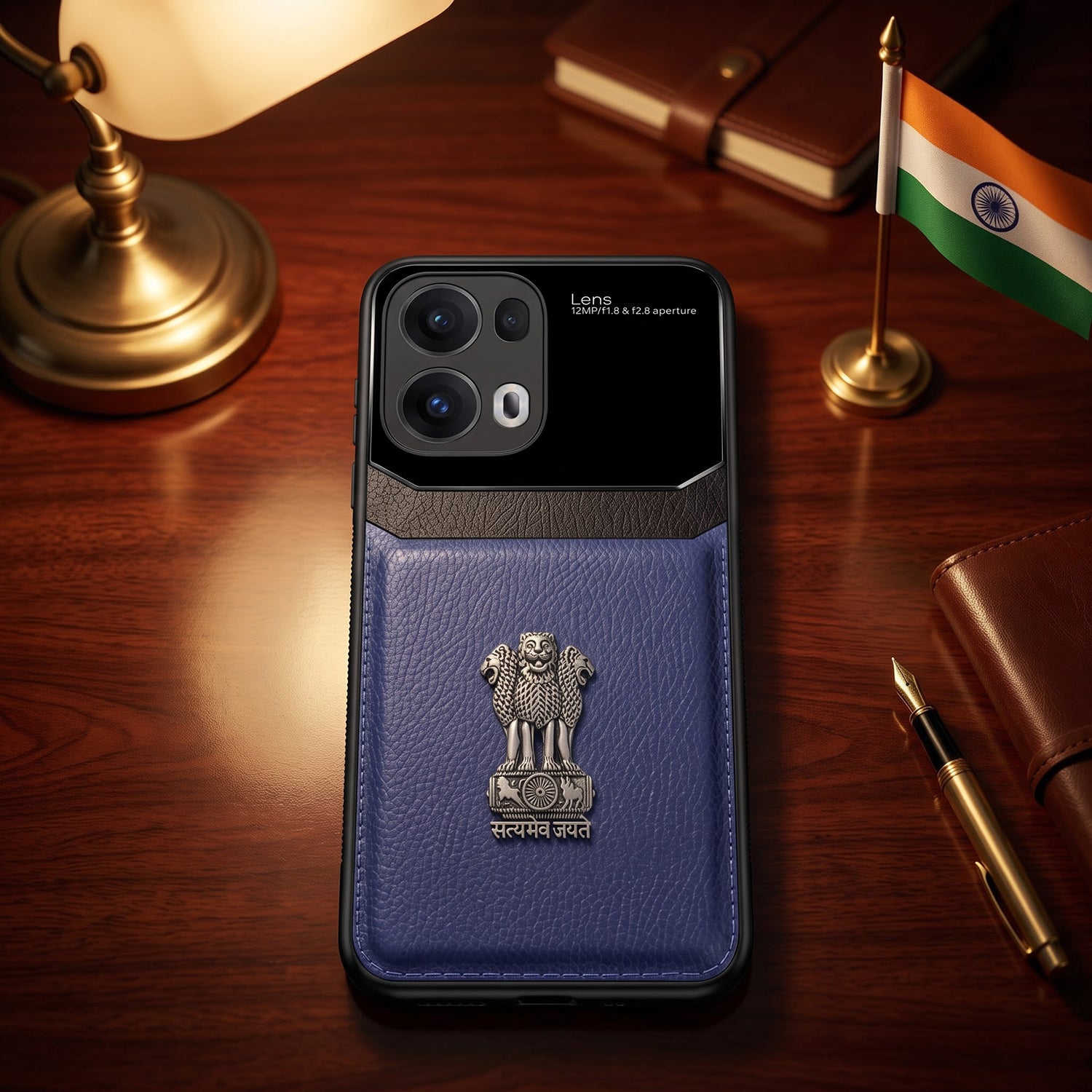 Oppo Reno 13 Pro 5G Satyamev Jayate 3D Metal Leather Back Case
