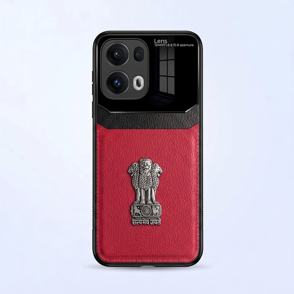 Oppo Reno 13 Pro 5G Satyamev Jayate 3D Metal Leather Back Case