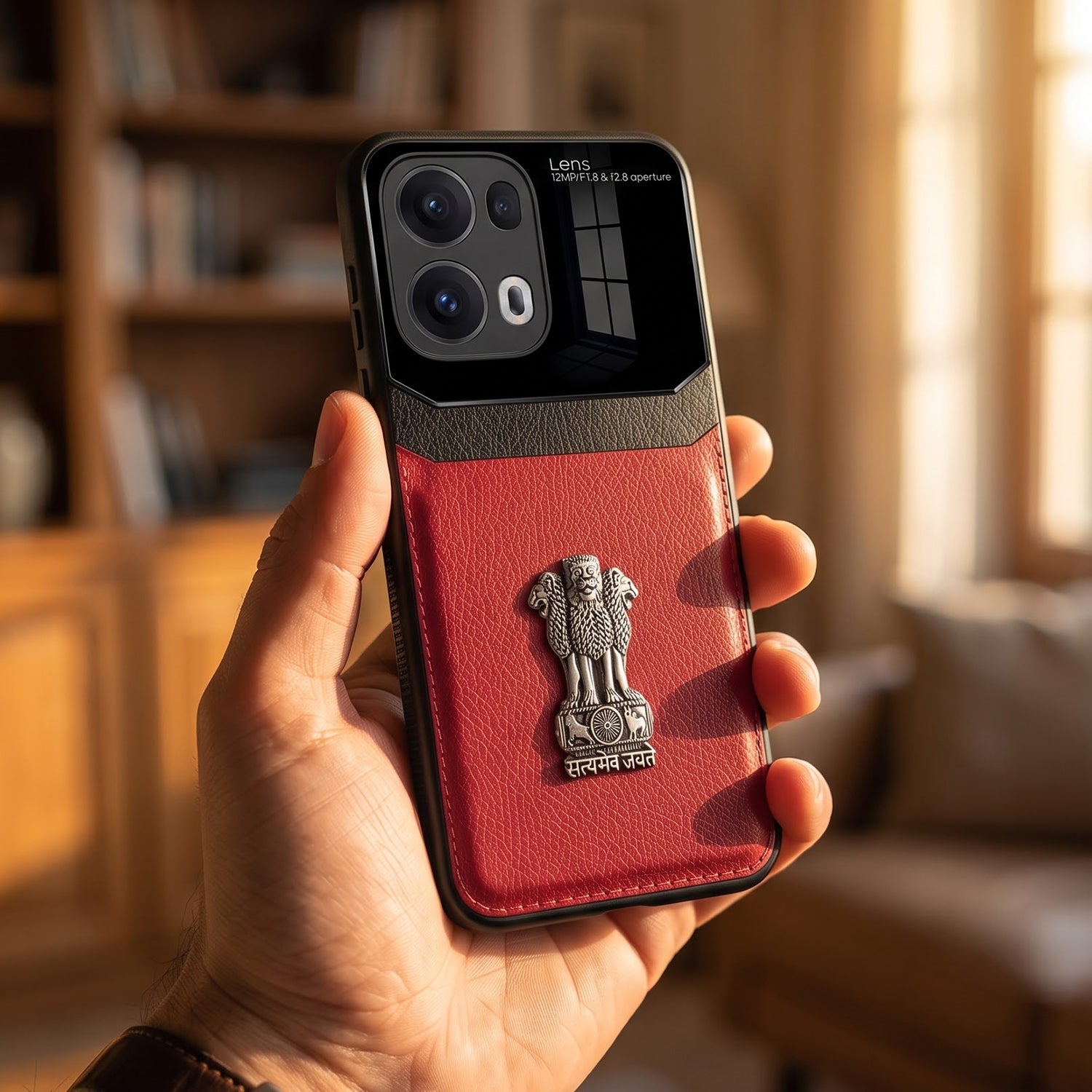 Oppo Reno 13 Pro 5G Satyamev Jayate 3D Metal Leather Back Case