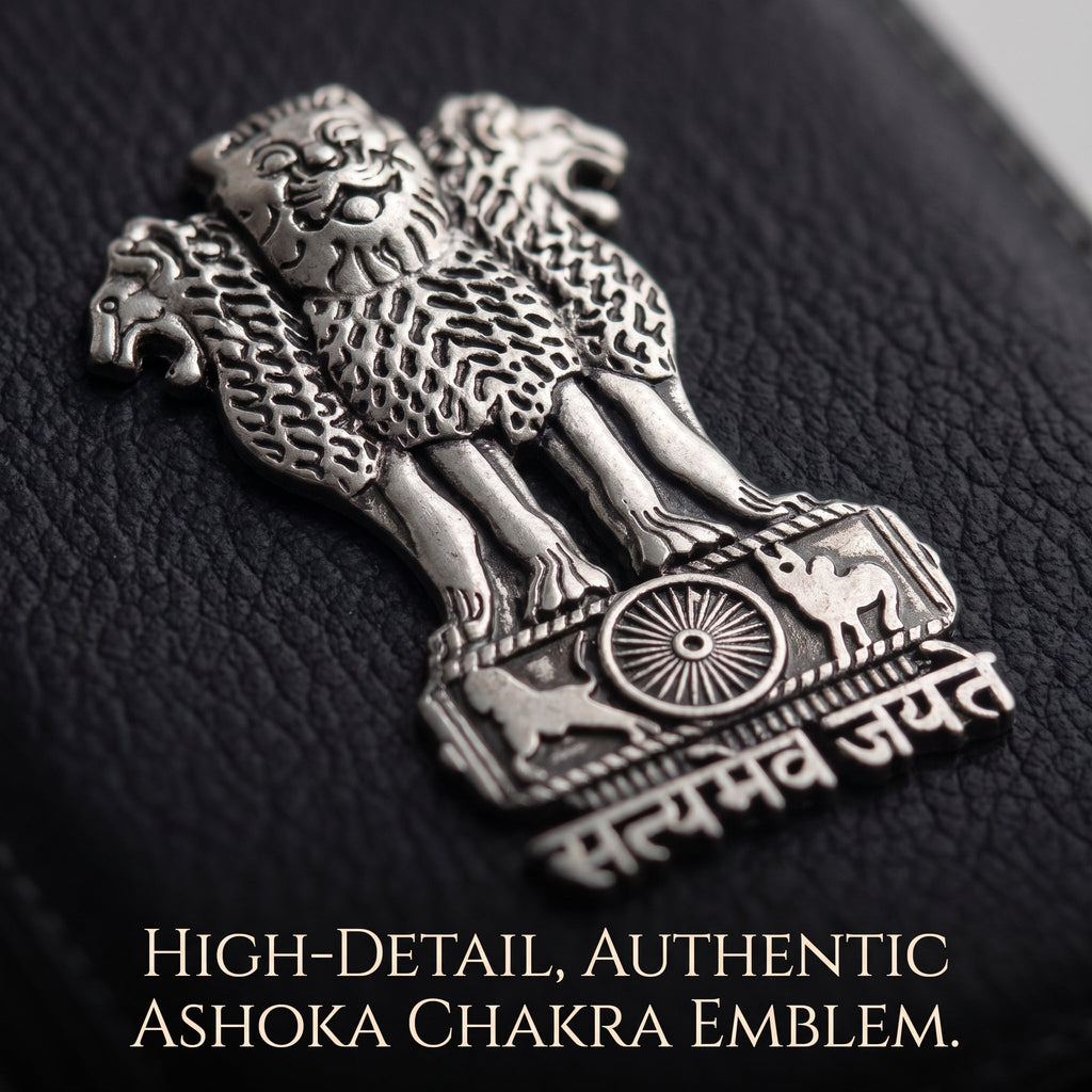 Oppo Reno 14 5G Satyamev Jayate 3D Metal Leather Back Case