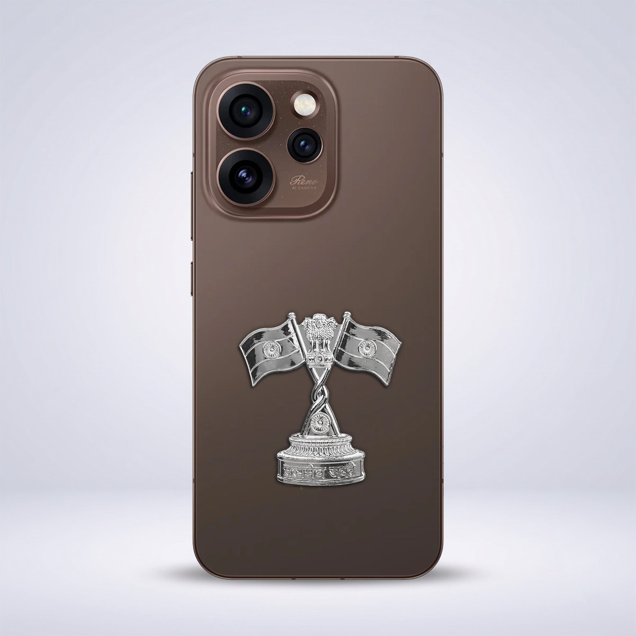 Oppo Reno 15 Pro Mini 5G Compatible Satyamev Jayate 3D Metal Emblem Sticker