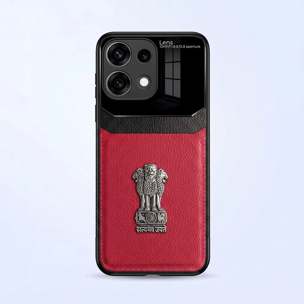 Oppo Reno16c 5G Satyamev Jayate 3D Metal Leather Back Case