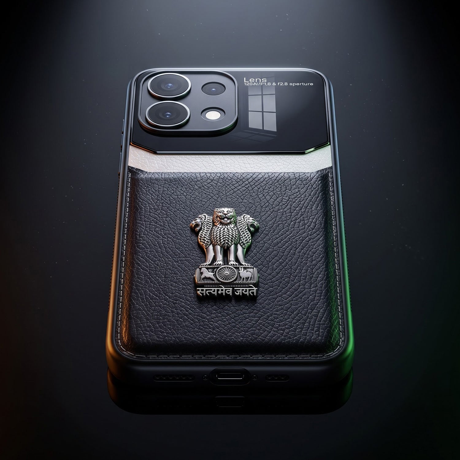 Oppo Reno16c 5G Satyamev Jayate 3D Metal Leather Back Case