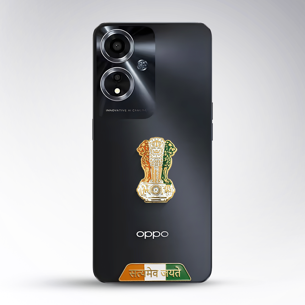 Oppo A59 5G Compatible Satyamev Jayate 3D Metal Emblem Sticker