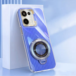 Oppo Reno 13 Luxury Dual Layer Hybrid Camera Magnifier Ring Stand Case
