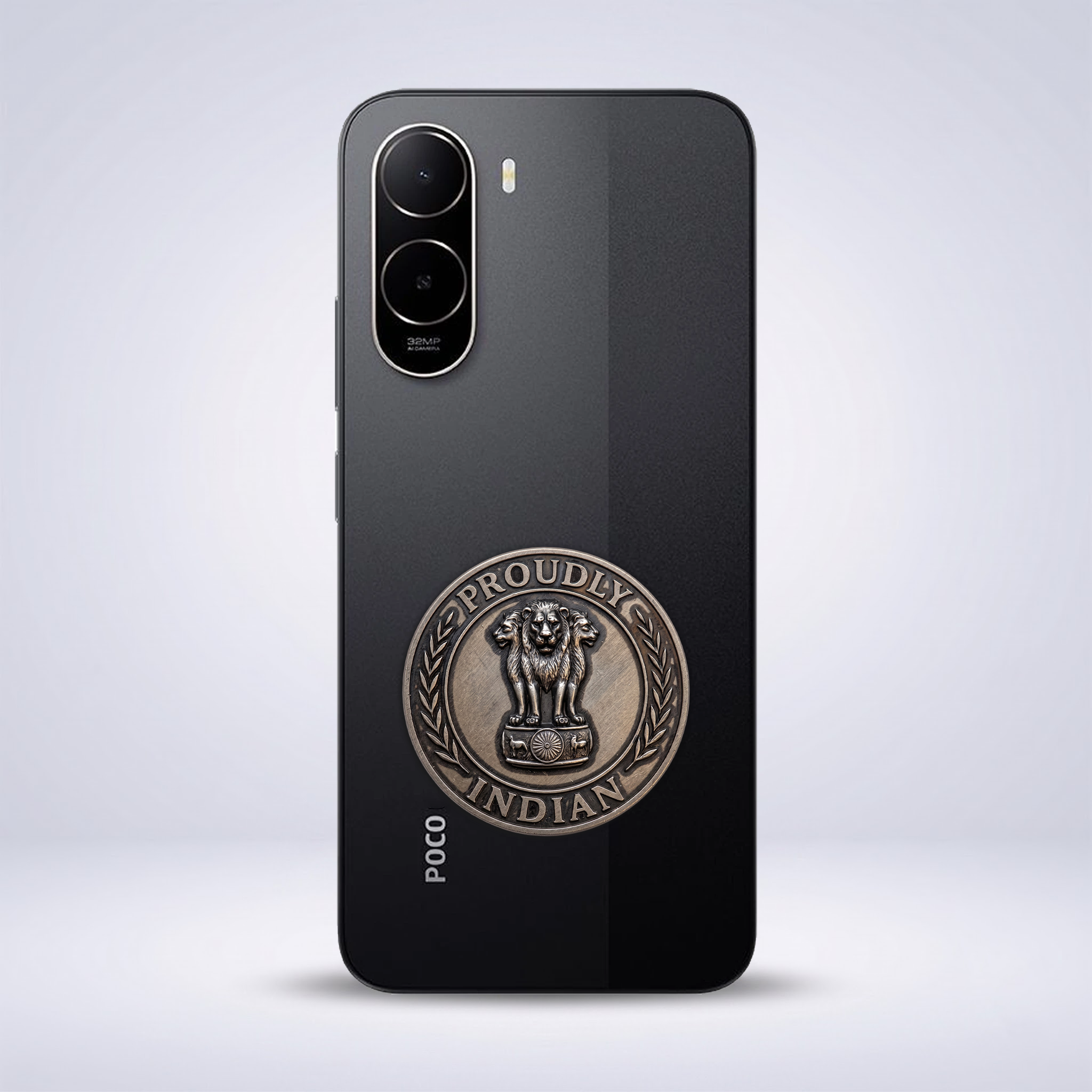 POCO C81 5G Compatible Satyamev Jayate 3D Metal Emblem Sticker