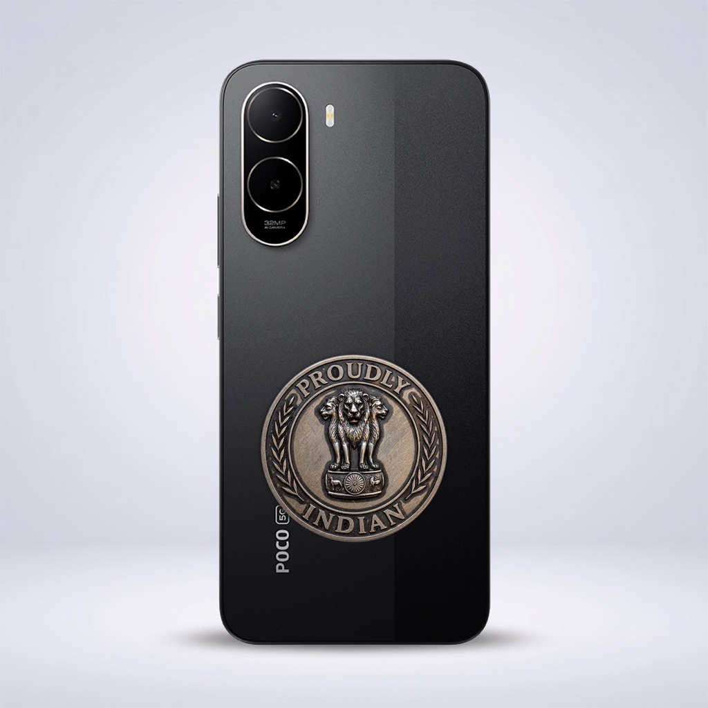 POCO C85x 5G Compatible Satyamev Jayate 3D Metal Emblem Sticker
