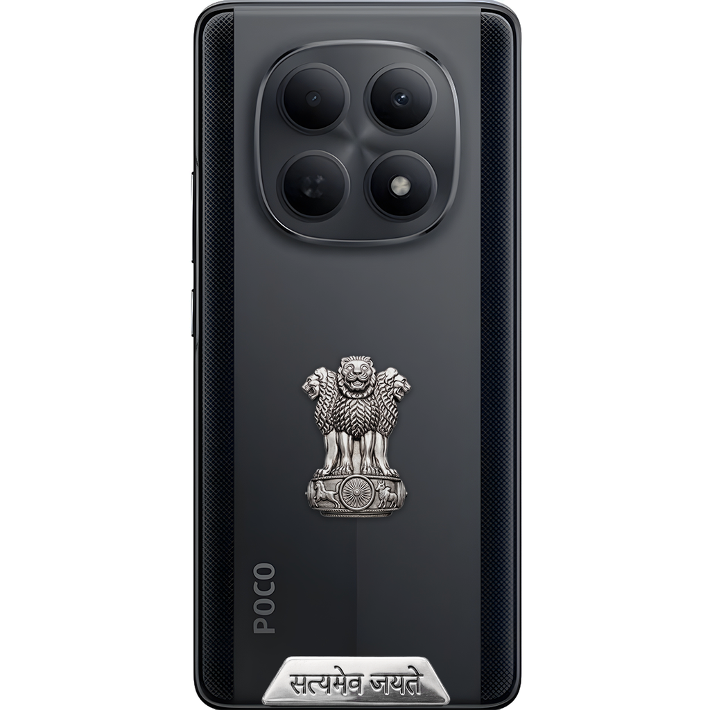 Poco M8 5G Compatible Satyamev Jayate 3D Metal Emblem Sticker