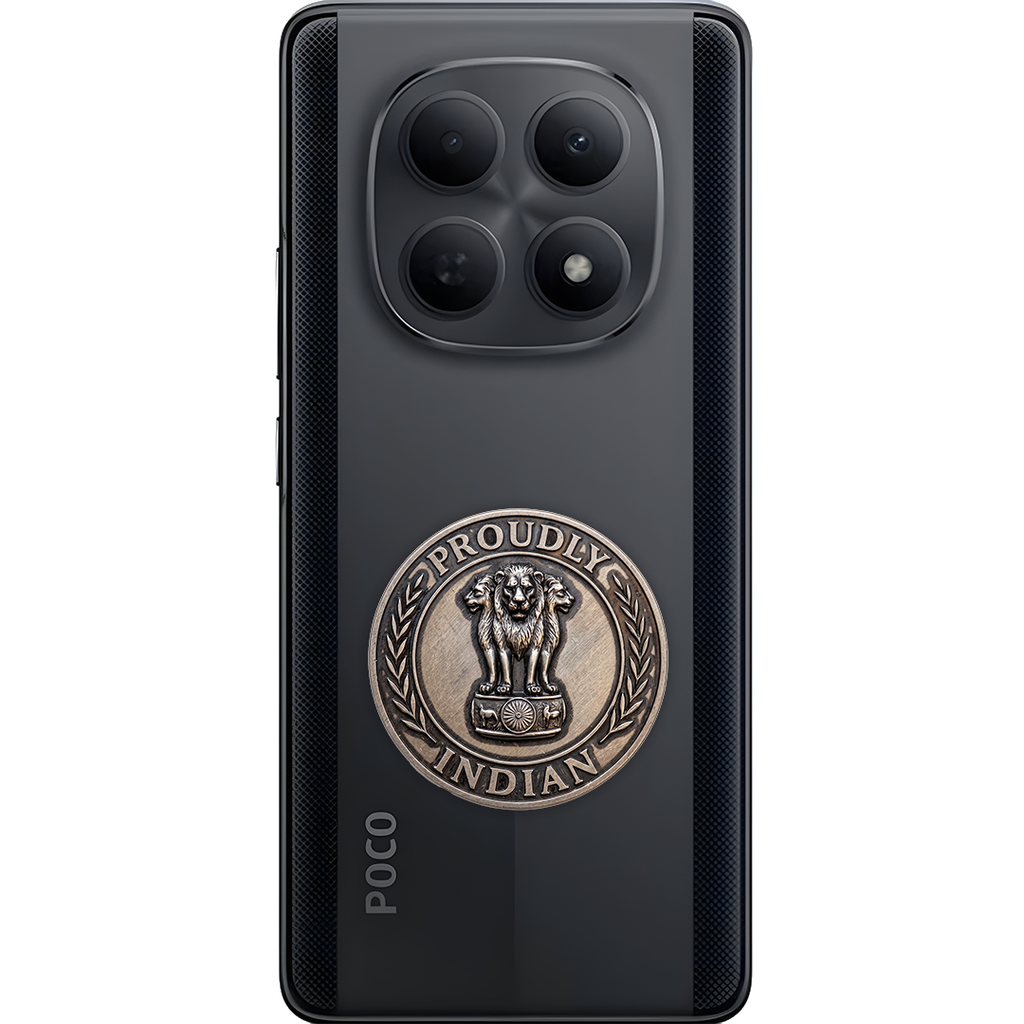 Poco M8 5G Compatible Satyamev Jayate 3D Metal Emblem Sticker