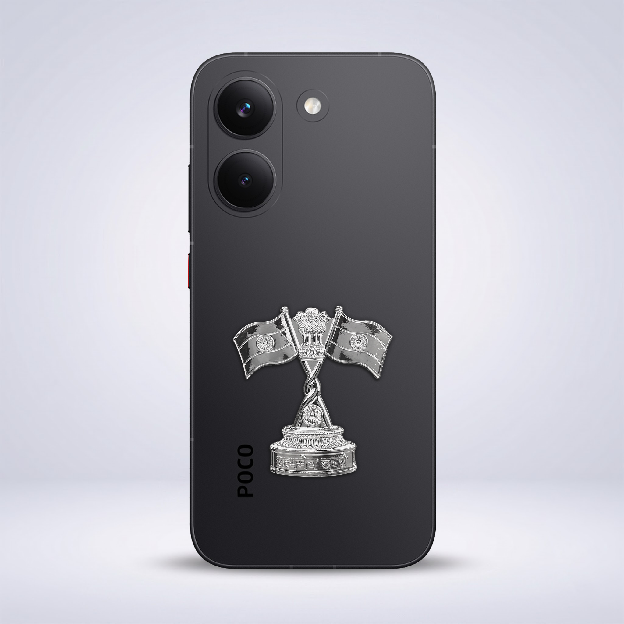 POCO X8 Pro 5G Compatible Satyamev Jayate 3D Metal Emblem Sticker