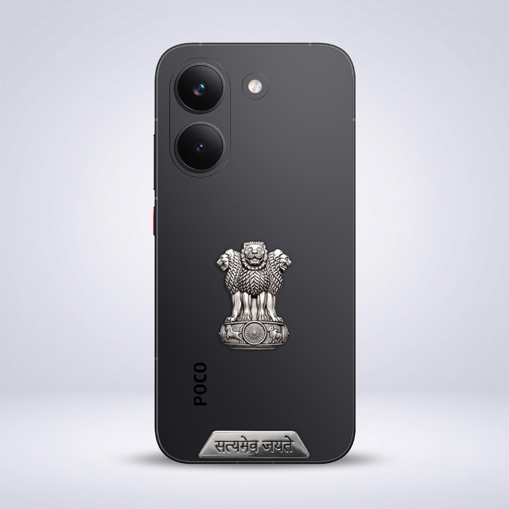 POCO X8 Pro 5G Compatible Satyamev Jayate 3D Metal Emblem Sticker