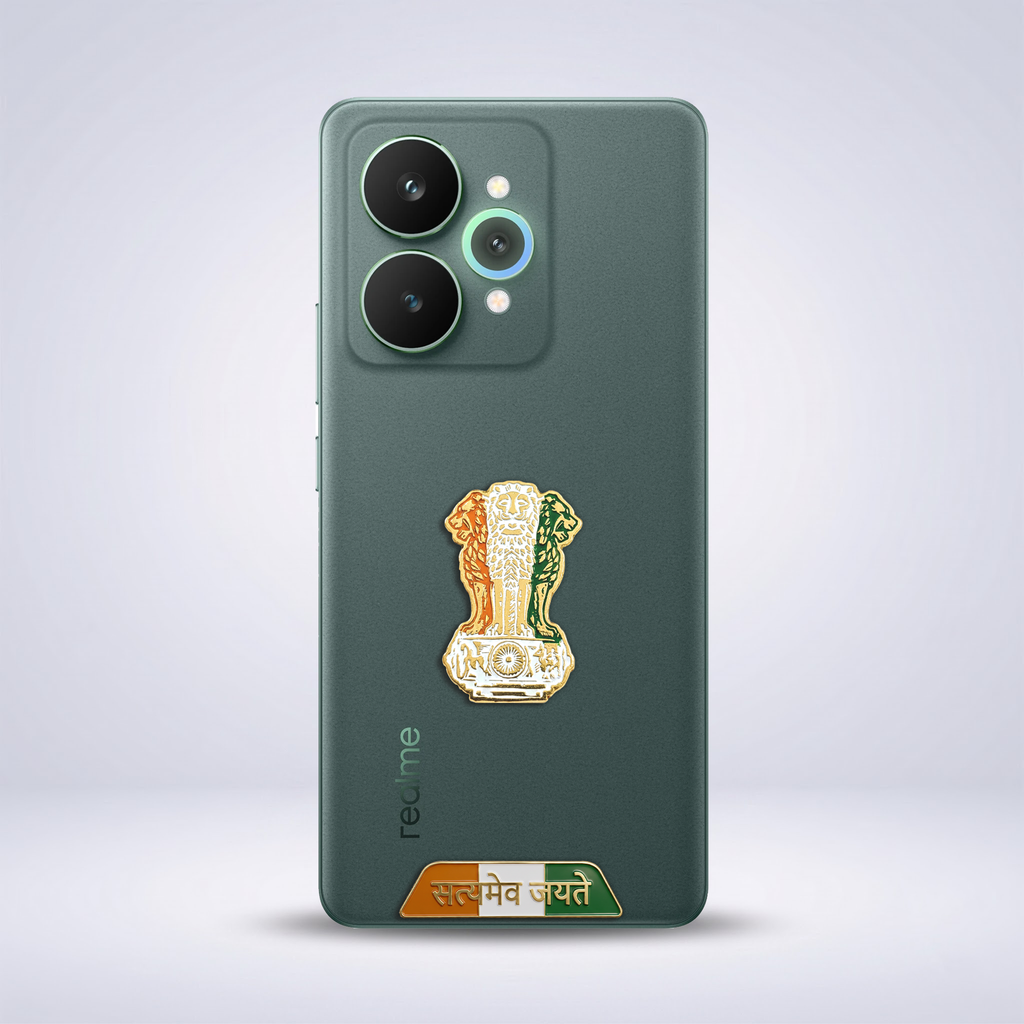 Realme 15 5G Compatible Satyamev Jayate 3D Metal Emblem Sticker