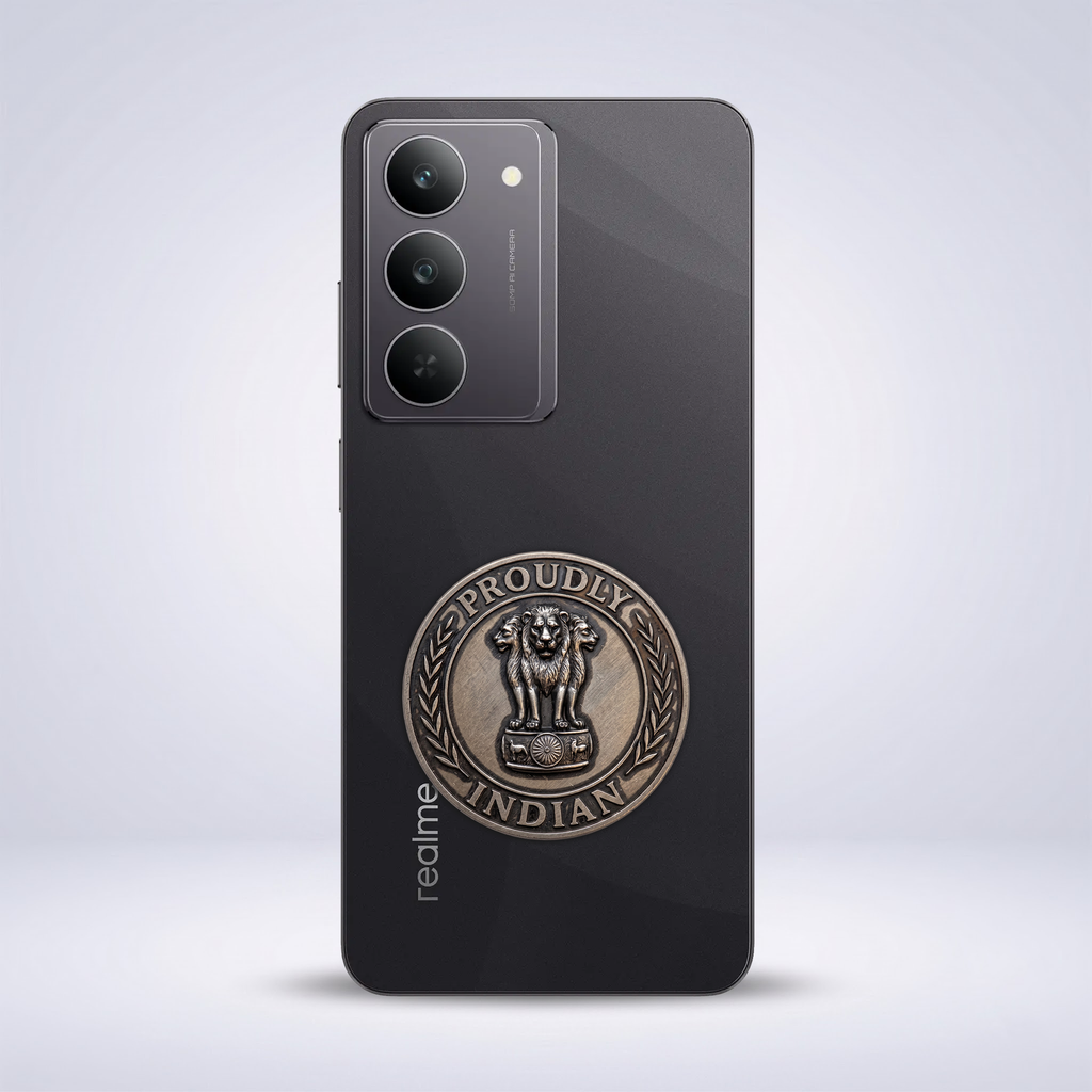 Realme 14X 5G Compatible Satyamev Jayate 3D Metal Emblem Sticker