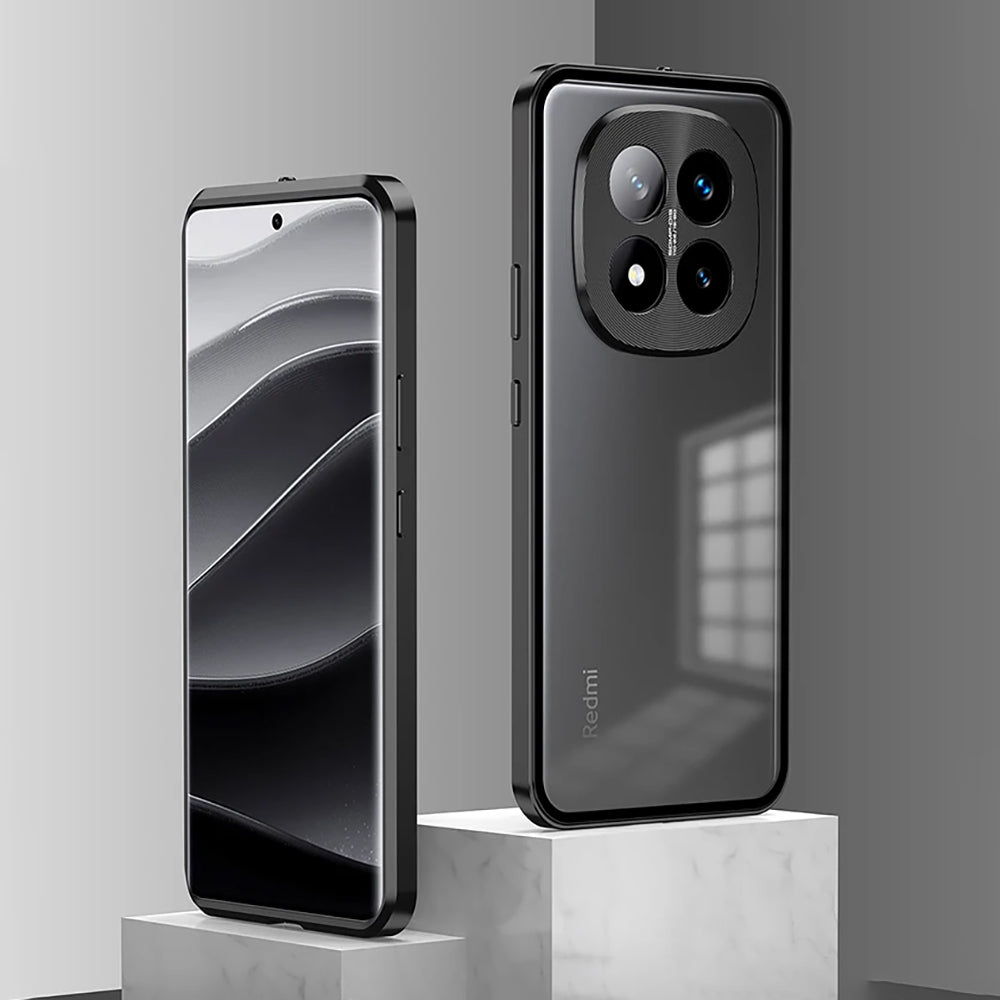 Redmi Note 14 Pro+ 5G Aluminium Metal Bumper Shield Transparent Back Case